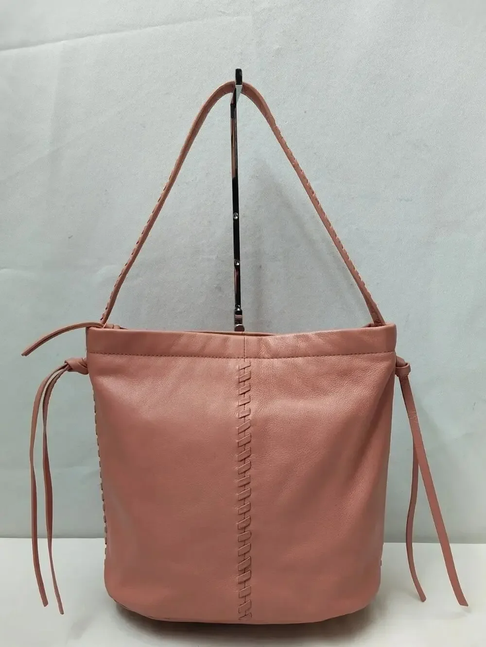 Kooba Pink Leather Woven Zipper Closure Hobo Shoulder Bag